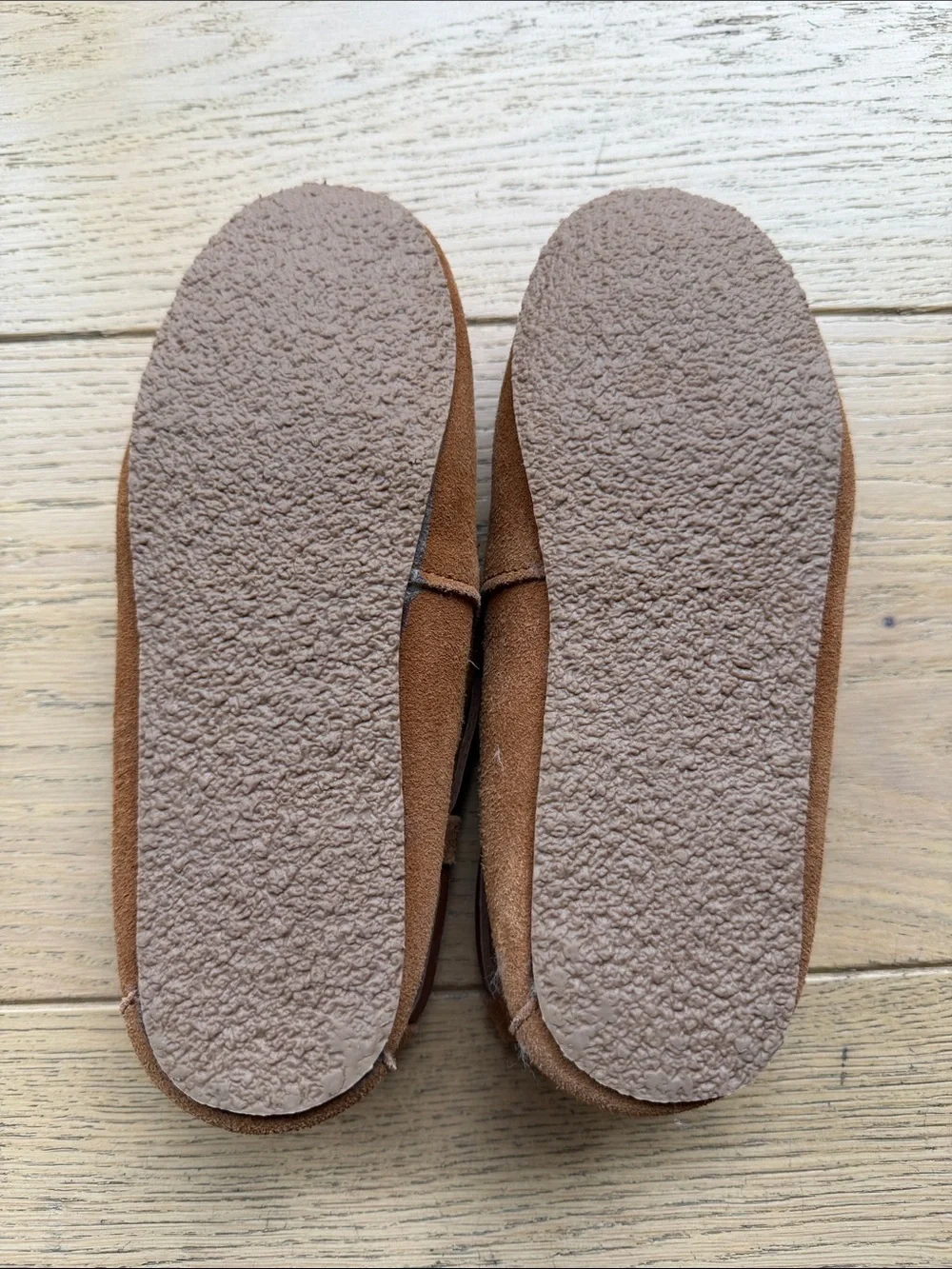 Crewcuts Brown Suede Faux-Fur Lined Moccasin Slippers Kids Size 3